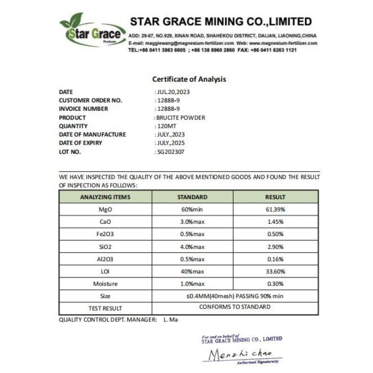 Brucite for Magnesium Product
