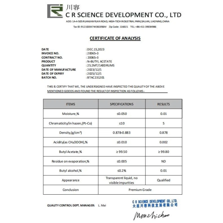 Butyl Acetate Manufacturers in China